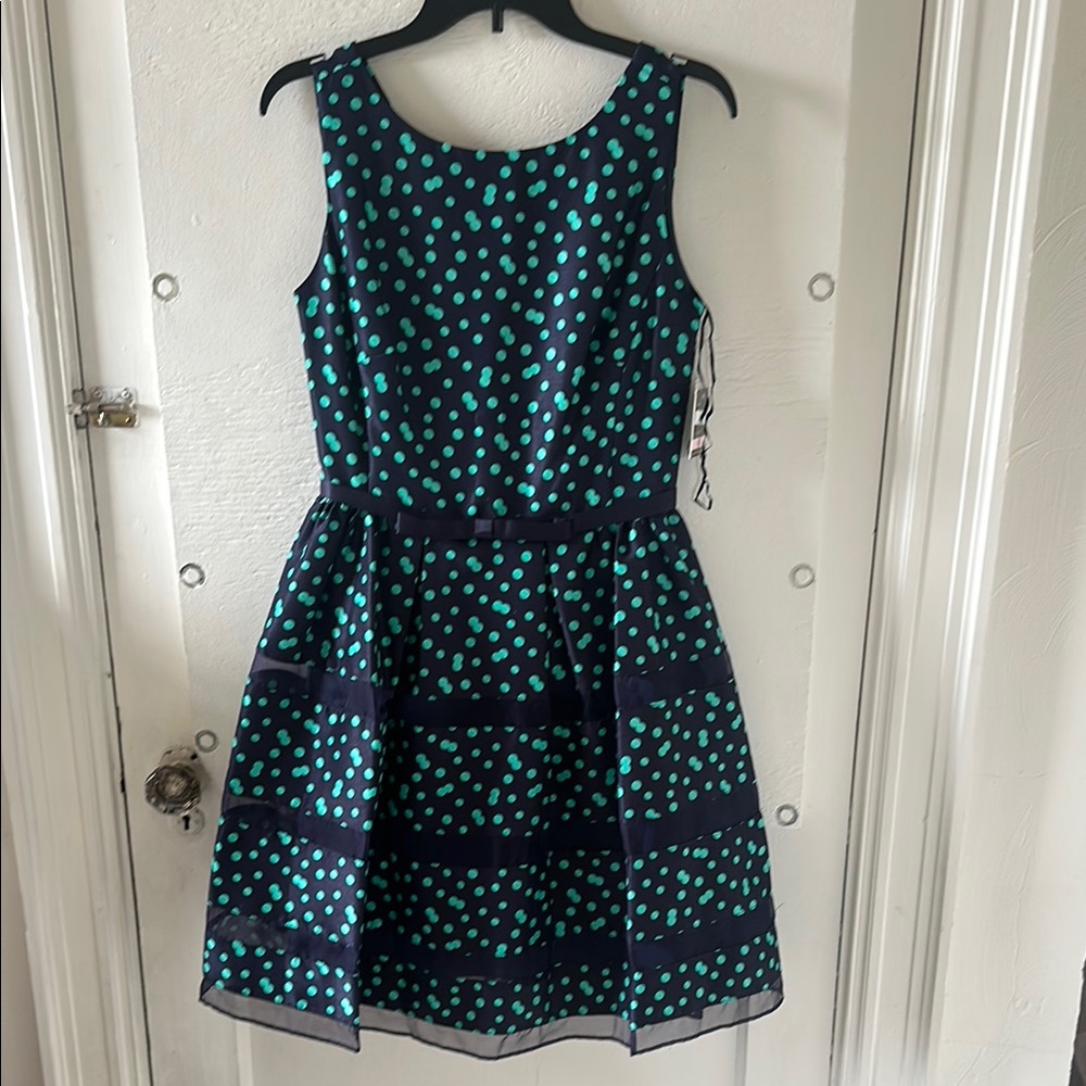 NWT Taylor Aqua and Navy Blue Dress